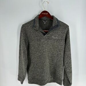 Eddie Bauer Radiator‎ Fleece Mock Neck Snap Pullover Sweater Heather Gray Size S
